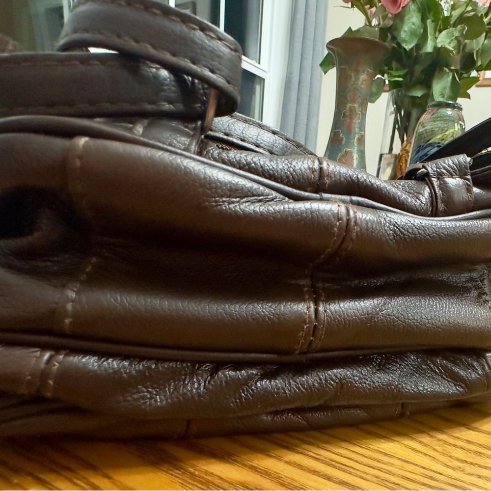 Vtg 90s Pebbled Leather Patchwork Backpack Bag Wo… - image 4